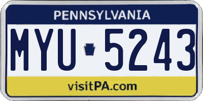 PA license plate MYU5243