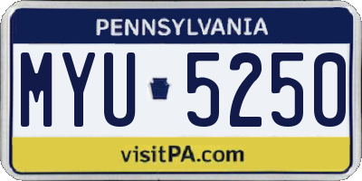 PA license plate MYU5250