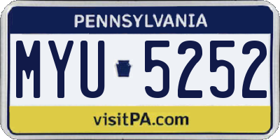 PA license plate MYU5252