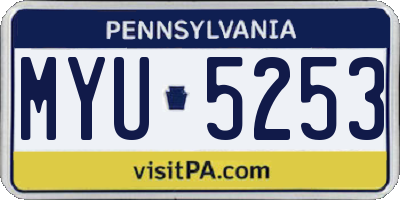 PA license plate MYU5253