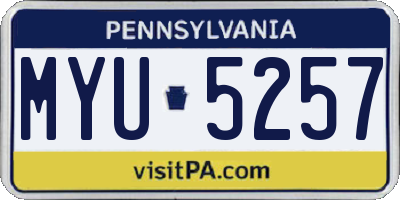 PA license plate MYU5257
