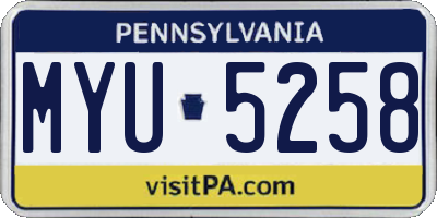 PA license plate MYU5258