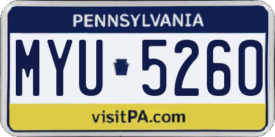 PA license plate MYU5260