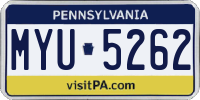 PA license plate MYU5262