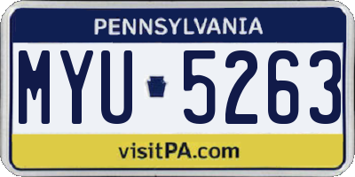 PA license plate MYU5263