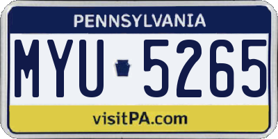 PA license plate MYU5265