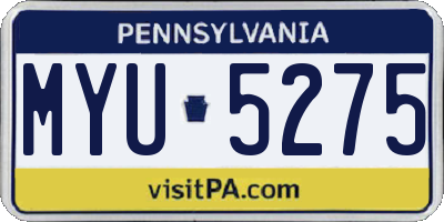 PA license plate MYU5275