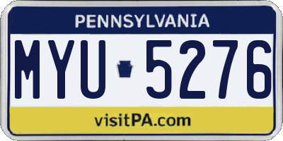 PA license plate MYU5276