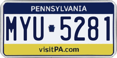PA license plate MYU5281