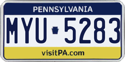 PA license plate MYU5283