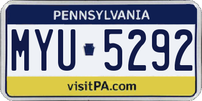 PA license plate MYU5292