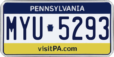 PA license plate MYU5293