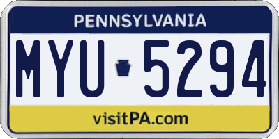 PA license plate MYU5294