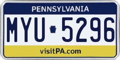 PA license plate MYU5296