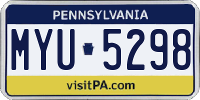PA license plate MYU5298