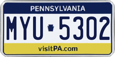 PA license plate MYU5302