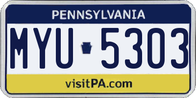 PA license plate MYU5303
