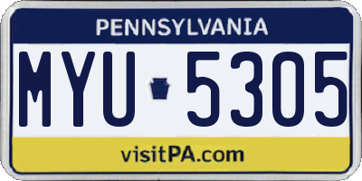 PA license plate MYU5305