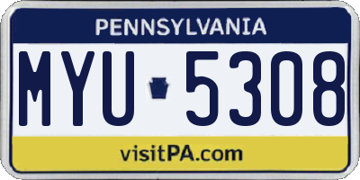 PA license plate MYU5308