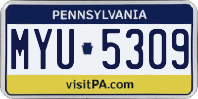 PA license plate MYU5309