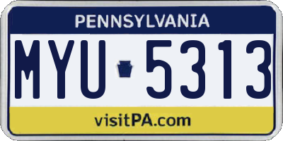 PA license plate MYU5313