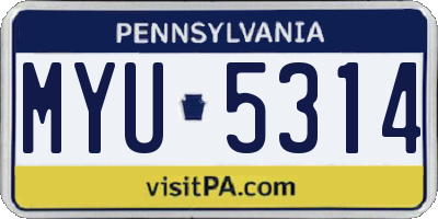 PA license plate MYU5314