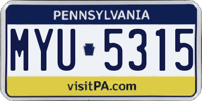 PA license plate MYU5315