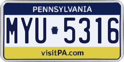 PA license plate MYU5316