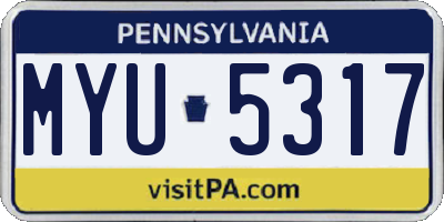 PA license plate MYU5317