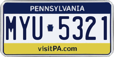 PA license plate MYU5321