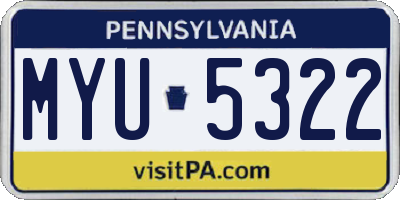 PA license plate MYU5322