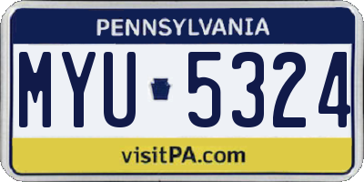 PA license plate MYU5324