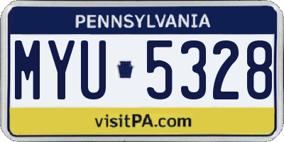 PA license plate MYU5328