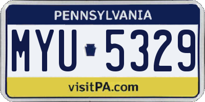PA license plate MYU5329