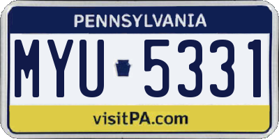 PA license plate MYU5331