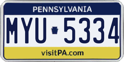 PA license plate MYU5334