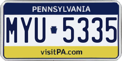 PA license plate MYU5335