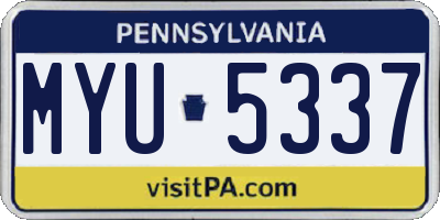 PA license plate MYU5337
