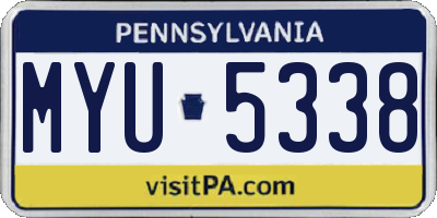 PA license plate MYU5338