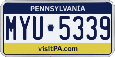 PA license plate MYU5339