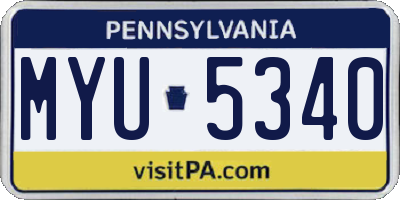 PA license plate MYU5340