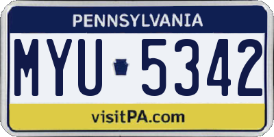 PA license plate MYU5342