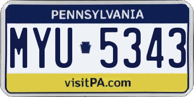 PA license plate MYU5343