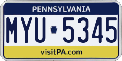 PA license plate MYU5345
