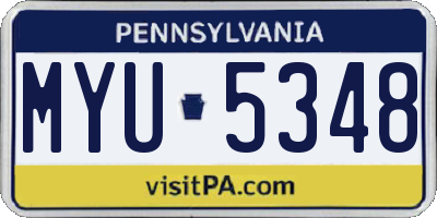 PA license plate MYU5348