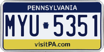 PA license plate MYU5351