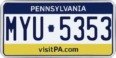 PA license plate MYU5353