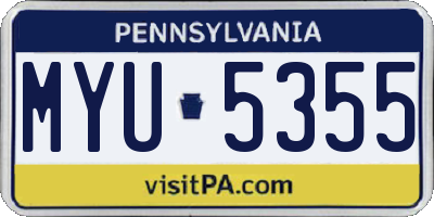 PA license plate MYU5355