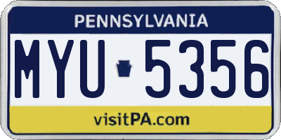 PA license plate MYU5356