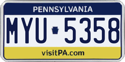PA license plate MYU5358